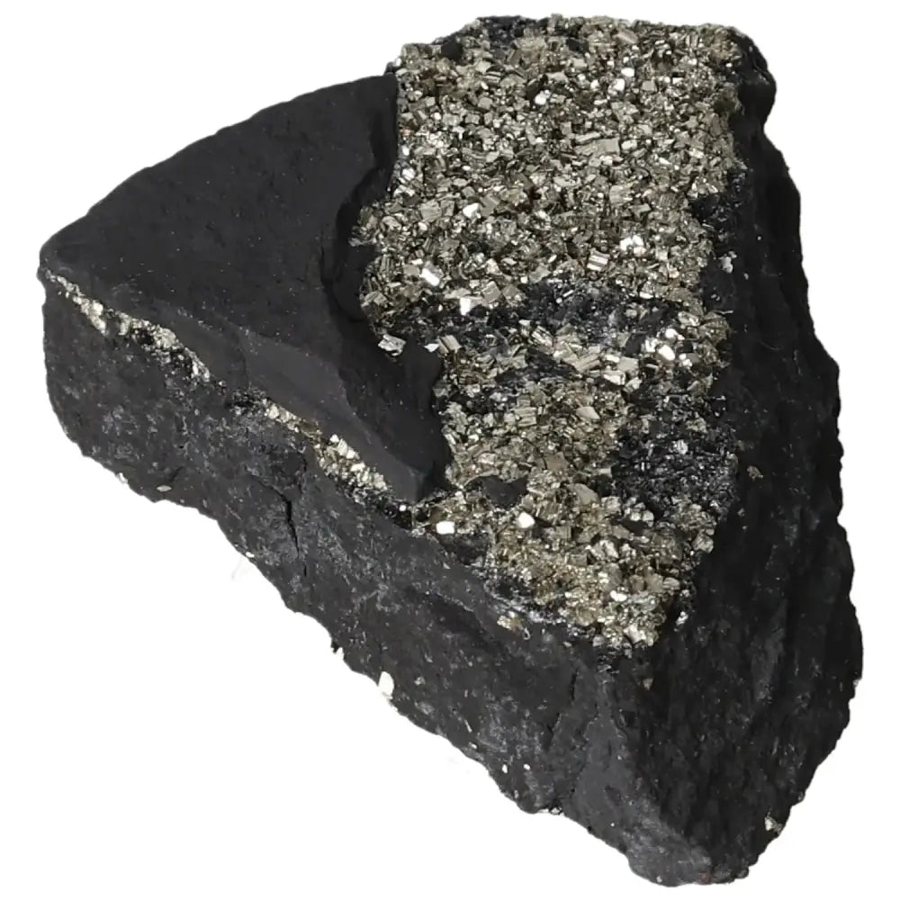 Pyrite with basalt crystal from Sylvia Crystals, enhances creativity and self-reliance, ideal for personal growth.