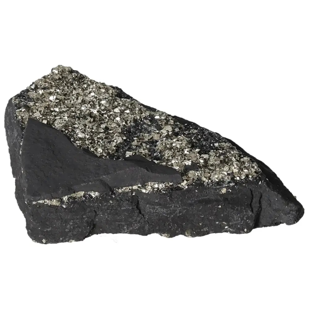 Pyrite with Basalt crystal from Sylvia Crystals, enhancing creativity and independence, ideal for spiritual growth.