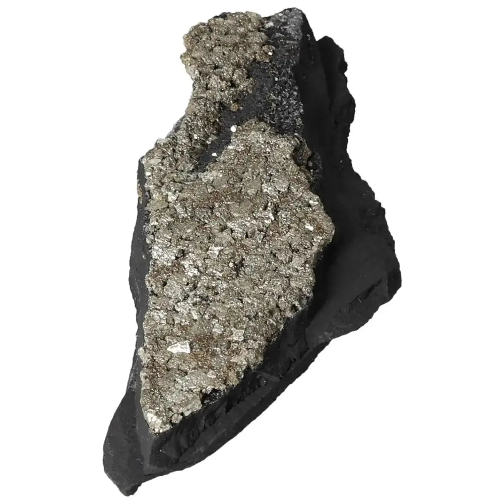 Pyrite with Basalt crystal showcasing vibrant pyrite energy and basalt strength, ideal for creativity and grounding by Sylvia Crystals.