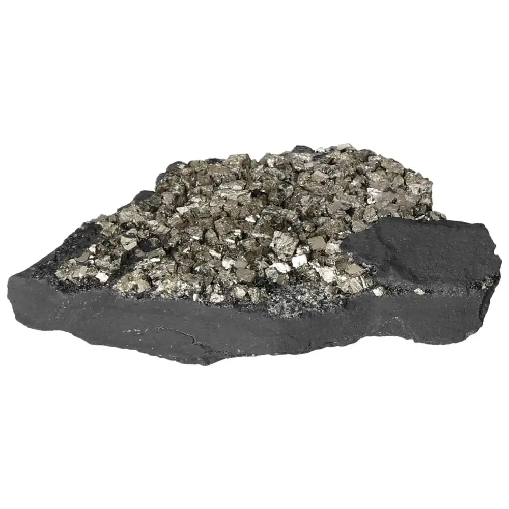 Pyrite with basalt crystal from Sylvia Crystals, showcasing metallic luster and grounding energy, ideal for personal empowerment.