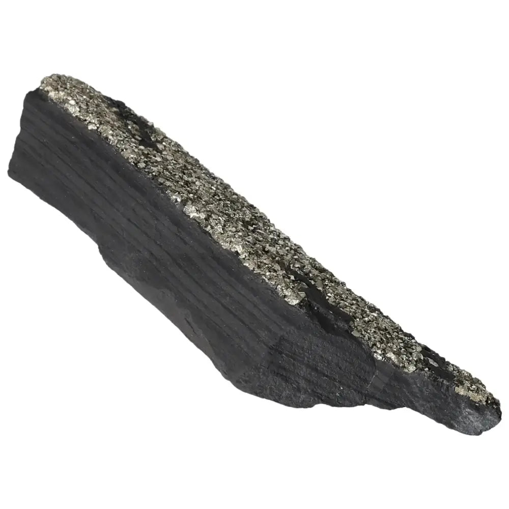 Pyrite With Basalt crystal from Sylvia Crystals, highlighting its shimmering surface and empowering qualities.