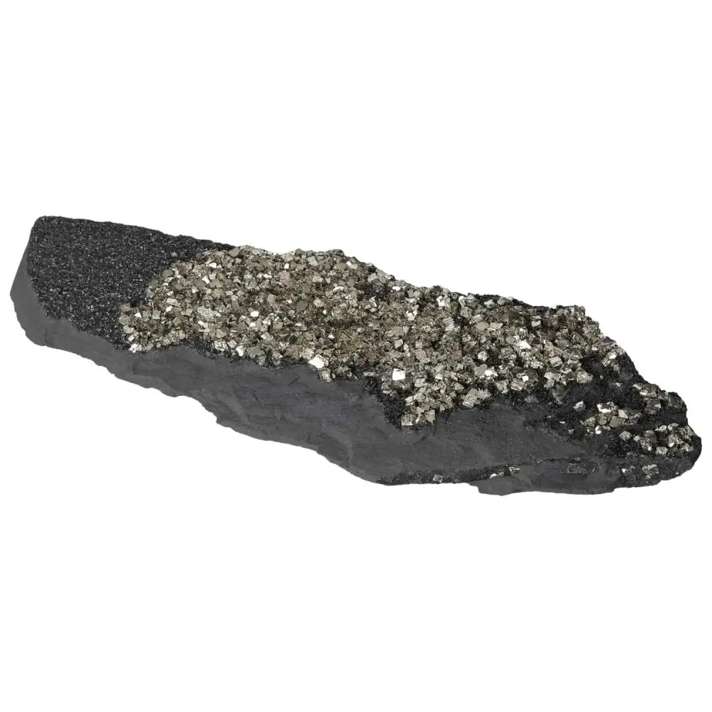 Pyrite on basalt crystal formation offering spiritual enhancement and abundance attraction, from Sylvia Crystals.