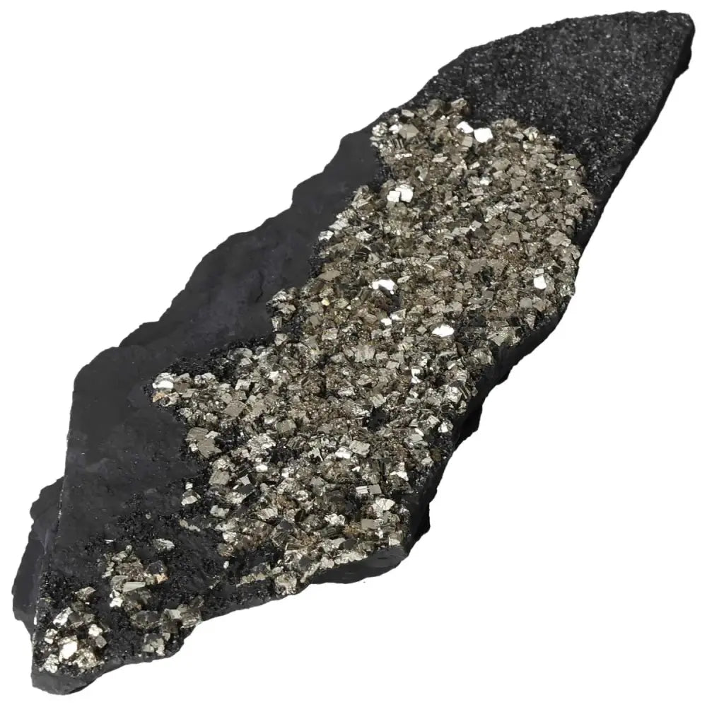 Luxurious Pyrite with Basalt crystal, enhancing spiritual power and mental independence, from Sylvia Crystals.