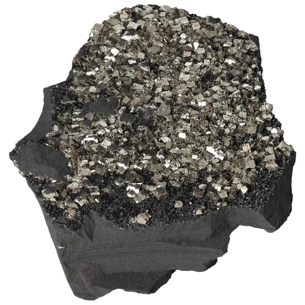 Pyrite With Basalt crystal from Sylvia Crystals, showcasing a premium fusion of metallic pyrite and dark basalt for energy empowerment.