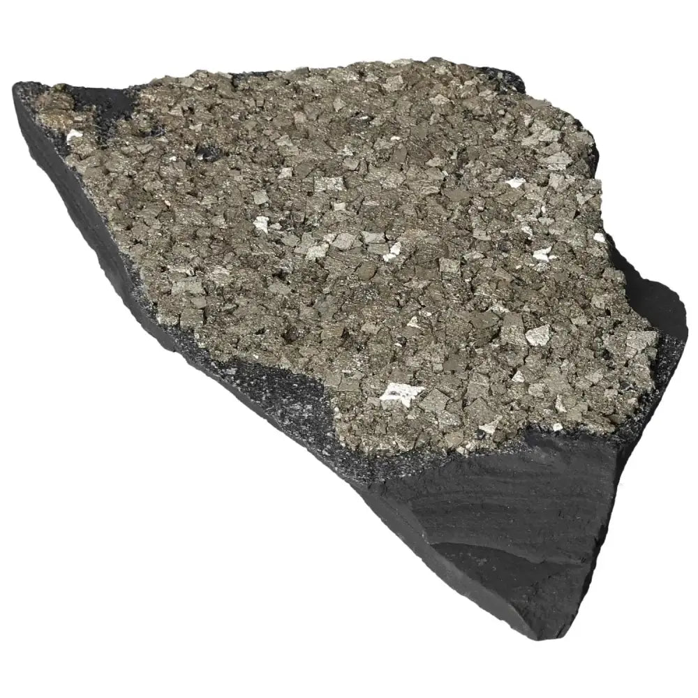 Pyrite with Basalt crystal from Sylvia Crystals, combining grounding and empowering energies for mental and material independence.