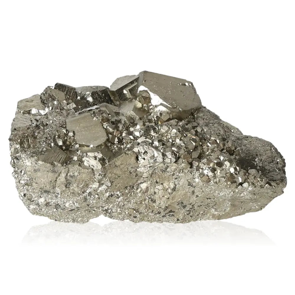 Glistening pyrite druze with golden hue, known as Fool's Gold, symbolizes prosperity and attracts wealth. Ideal for collectors and enthusiasts.