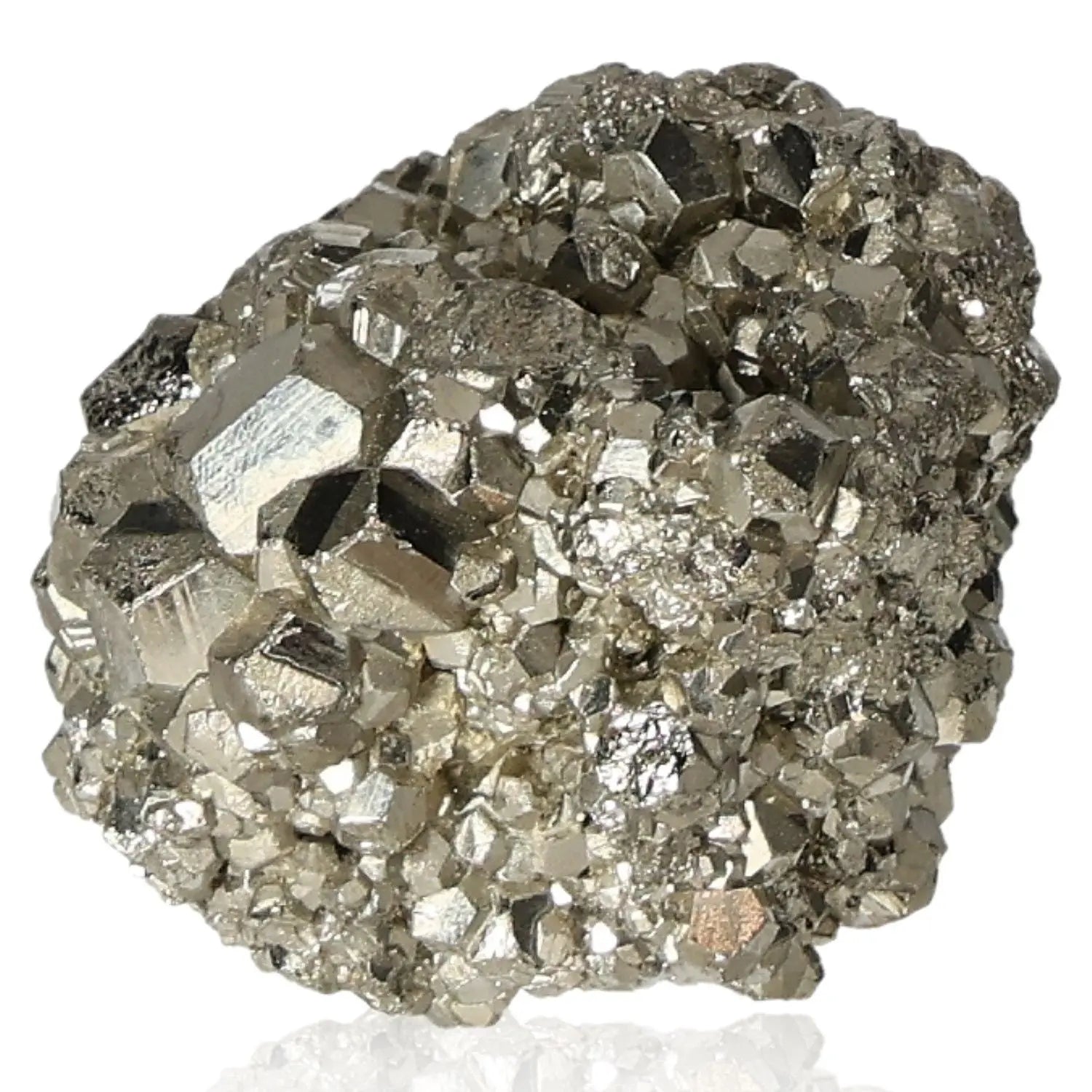 Radiant golden pyrite druze with metallic luster, known as Fool's Gold, symbolizing abundance and prosperity.