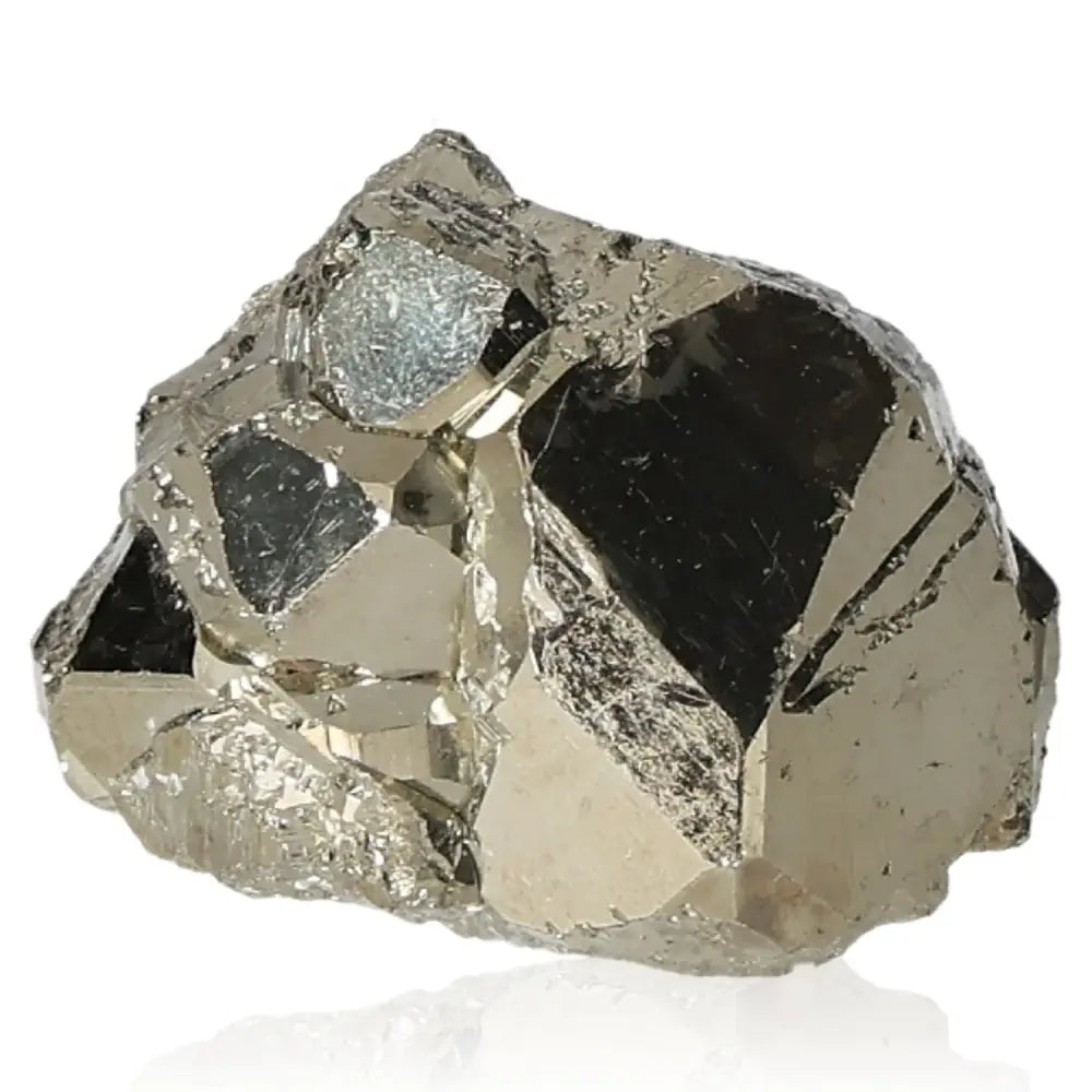 Close-up of a shimmering pyrite druzy with a metallic luster, often called "Fool's Gold," symbolizing abundance and prosperity.