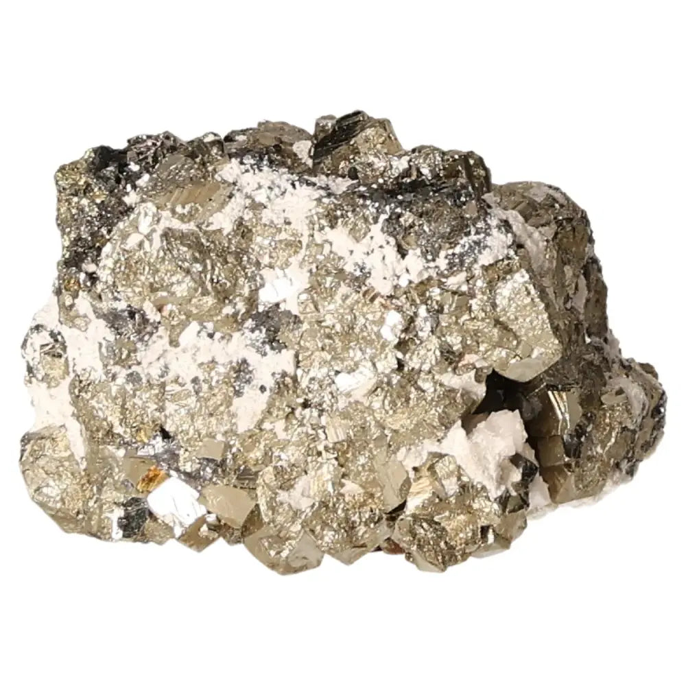 Golden pyrite druze mineral with metallic luster, symbolizing abundance and prosperity.