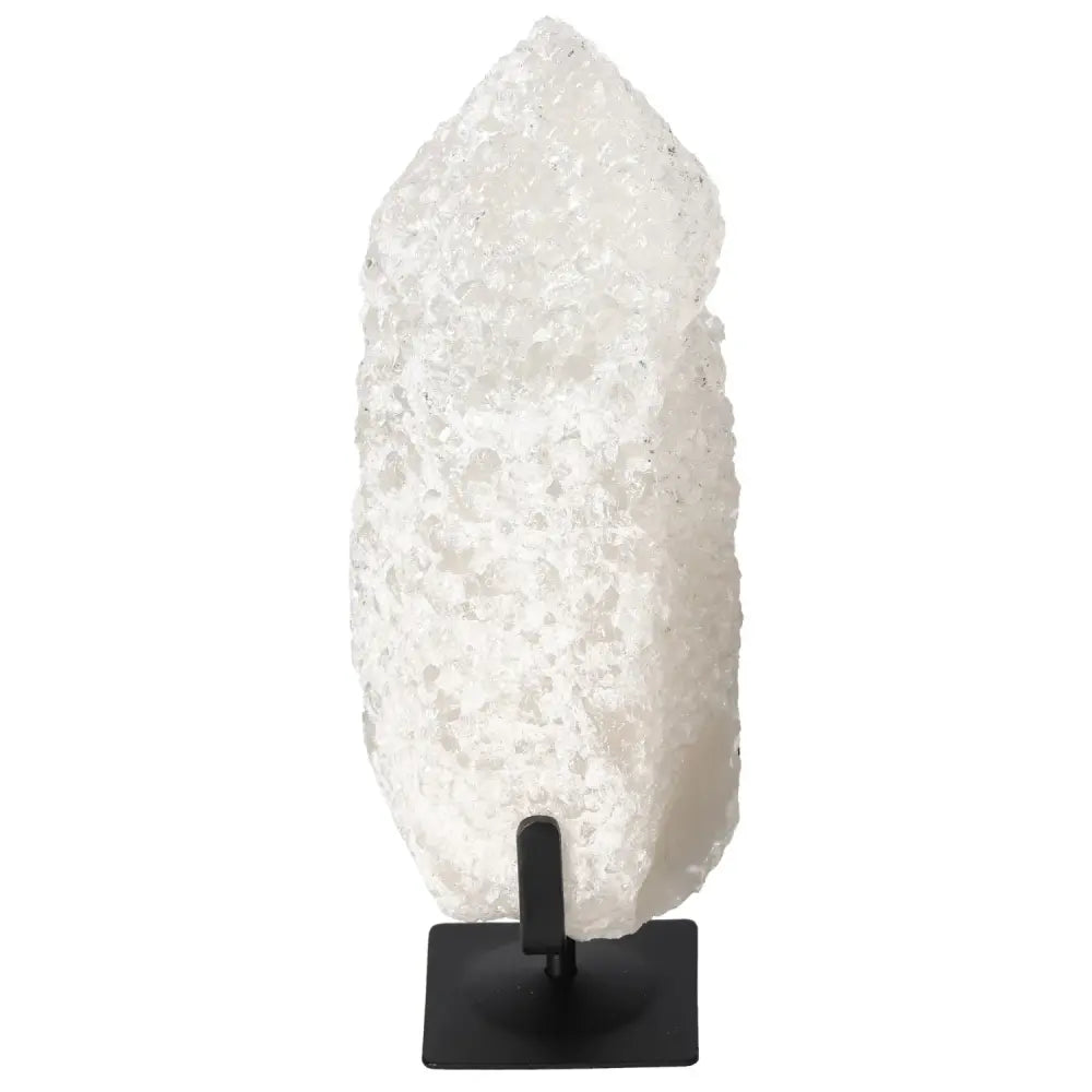 Quartz Crystal Bubble on stand, showcasing its premium quality and spiritual energy, perfect for decor and aura harmonization.