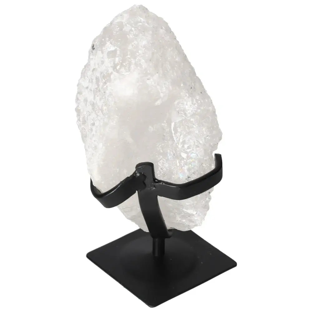 Quartz Crystal Bubble on a metal stand, highlighting its exquisite texture and sparkling clarity for spiritual and aesthetic enhancement.