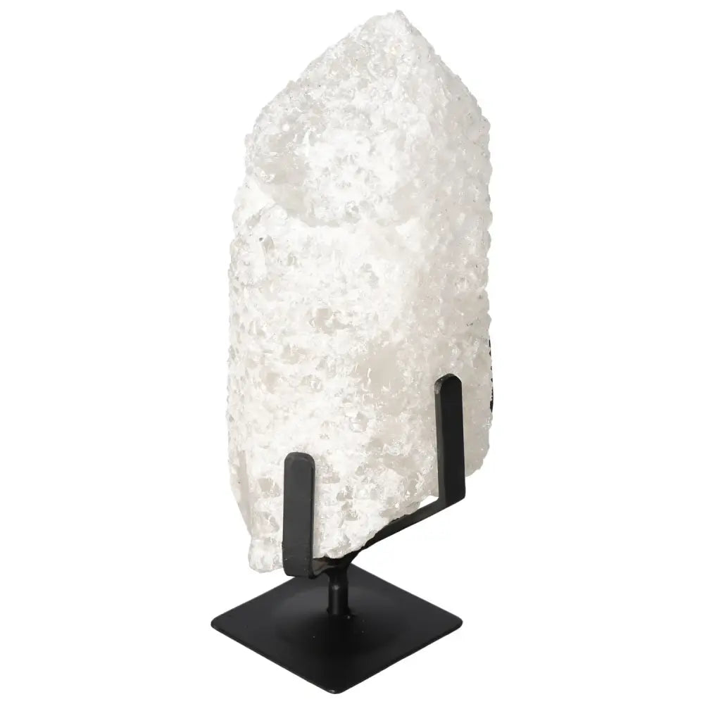 Quartz Crystal Bubble on metal stand, showcasing its natural beauty and spiritual resonance, ideal for aura harmonizing and well-being.