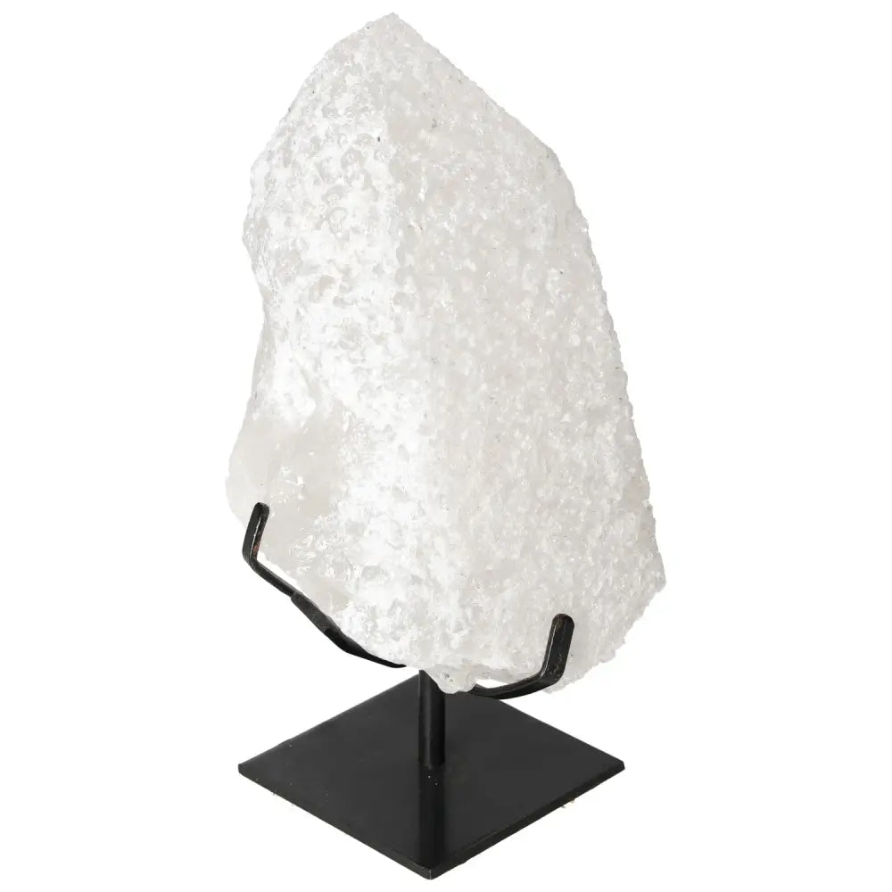 Exquisite Quartz Crystal Bubble from Sylvia Crystals, featuring multicolored hues and mystical properties, displayed on a stand.