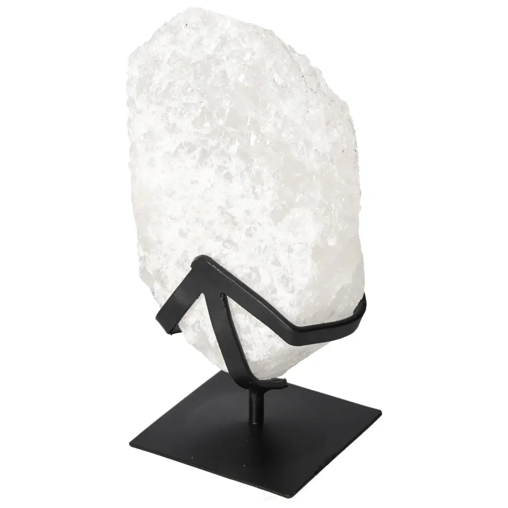 Quartz Crystal Bubble by Sylvia Crystals with elegant stand, enhancing decor and spiritual clarity.
