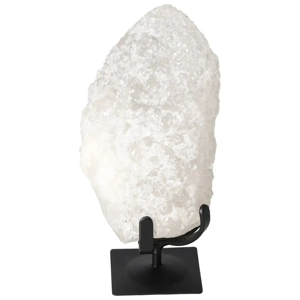 Quartz Crystal Bubble by Sylvia Crystals on display stand, offering elegance and spiritual enrichment.