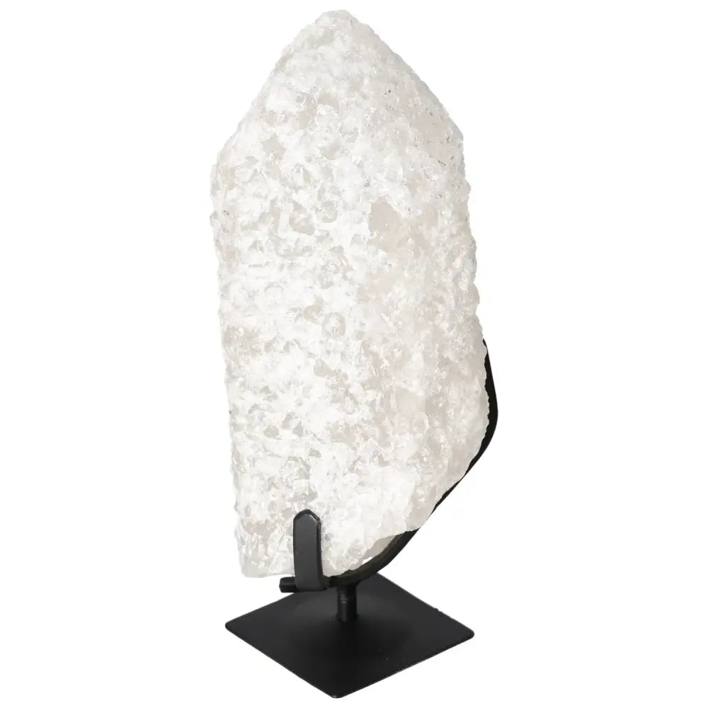 Quartz Crystal Bubble by Sylvia Crystals, a luxurious and spiritual treasure displayed on a sleek stand.