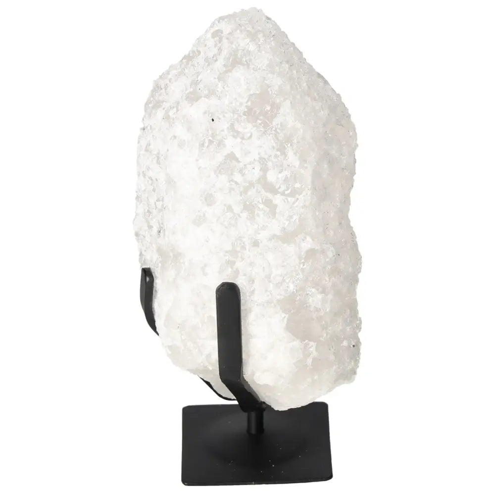 Quartz Crystal Bubble on display stand, premium quality spiritual tool from Sylvia Crystals, enhances physical and metaphysical well-being.