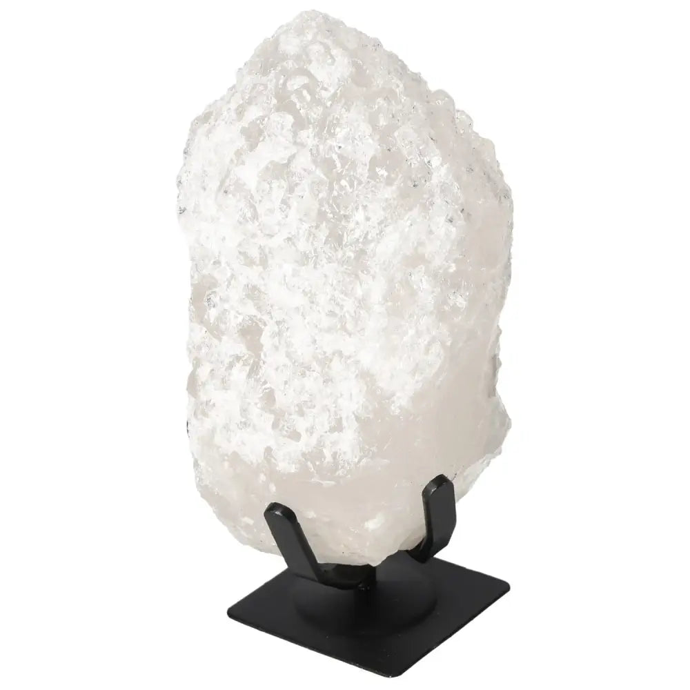 Quartz Crystal Bubble on a stand, showcasing its sparkling beauty and spiritual significance.