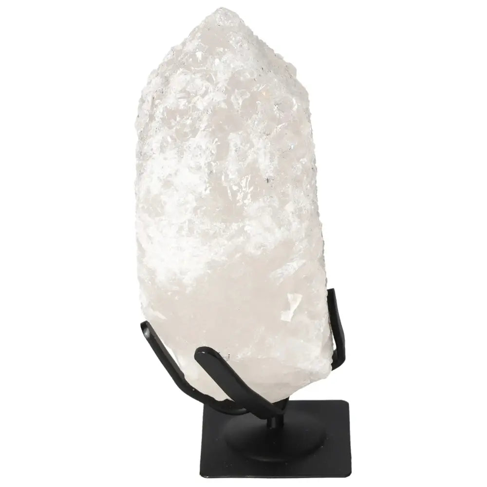 Quartz Crystal Bubble on display stand, showcasing its natural elegance and spiritual essence. Perfect decor and chakra alignment piece.