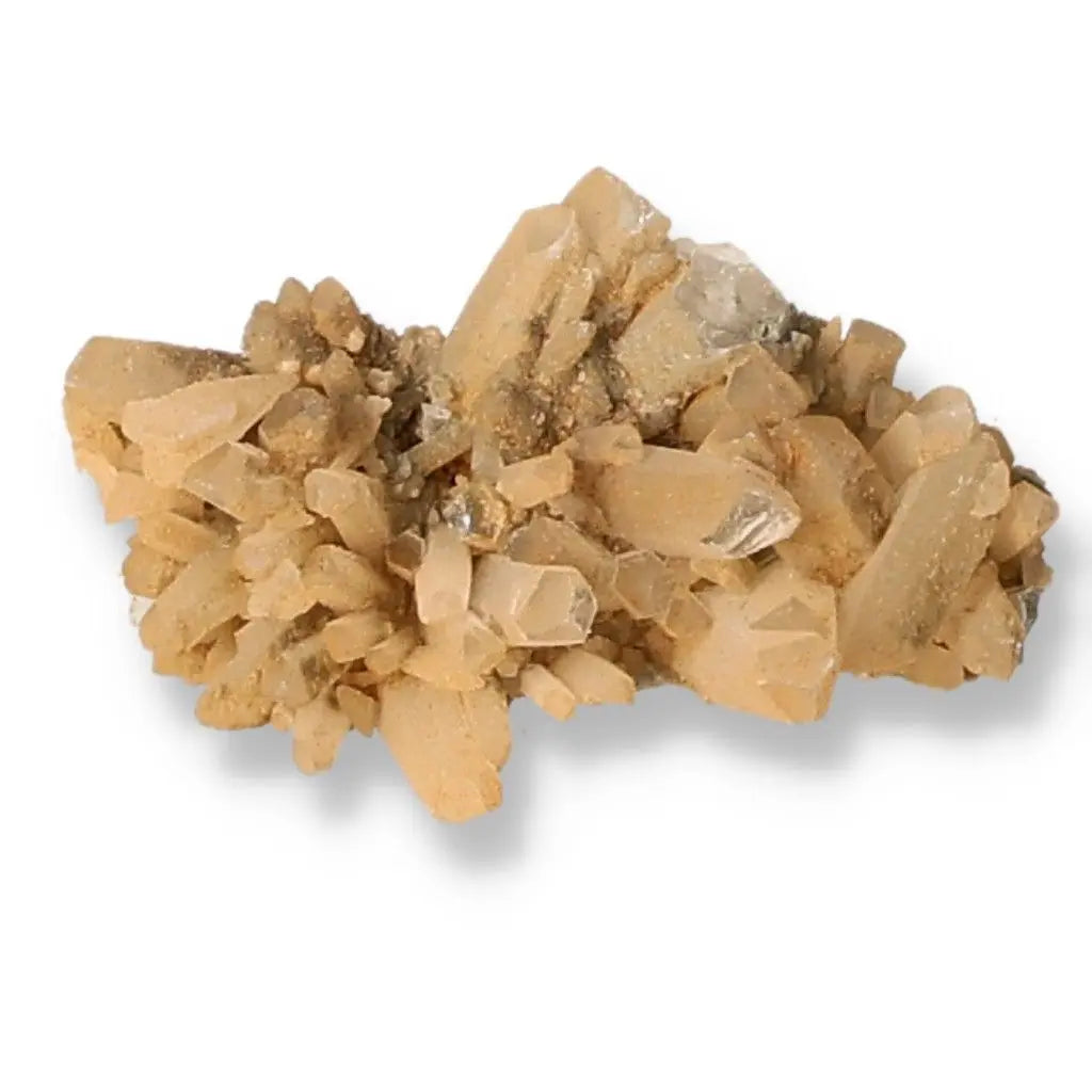 Quartz crystal with iron oxide, showcasing natural beauty and spiritual energy with its unique coloration and captivating allure.