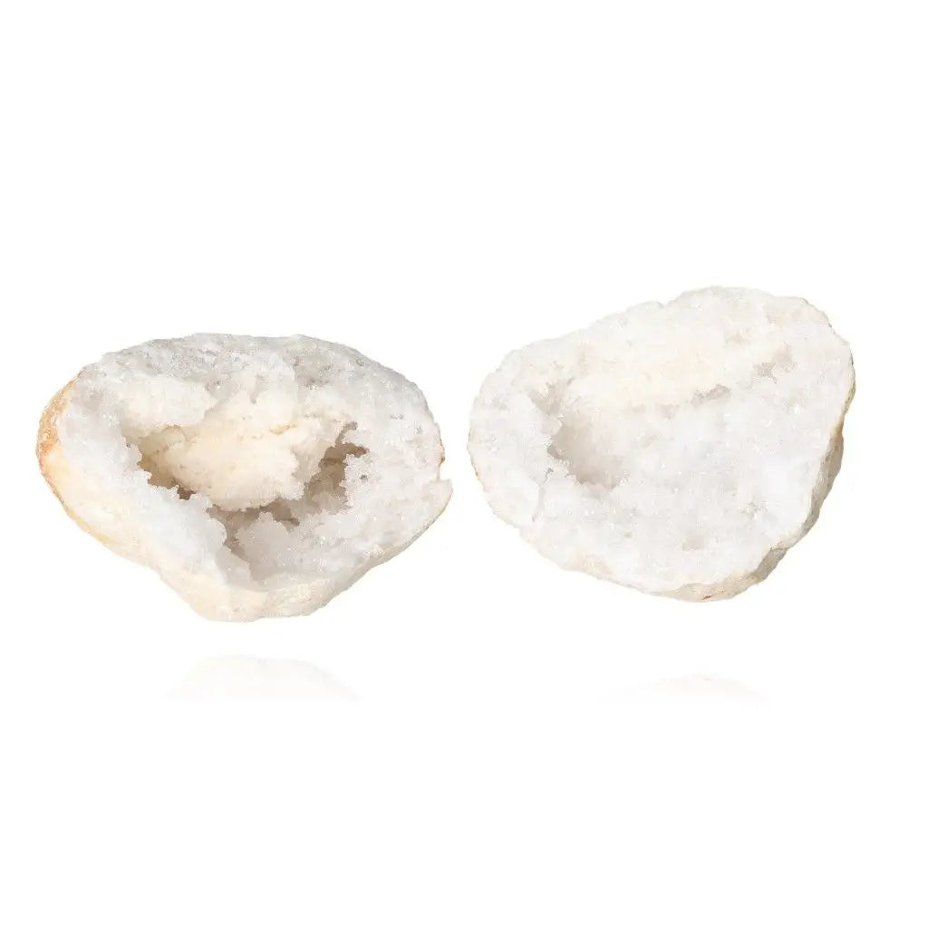 Quartz Geode with sparkling white crystals, showcasing natural beauty and mystical energies, ideal for purification and decor.