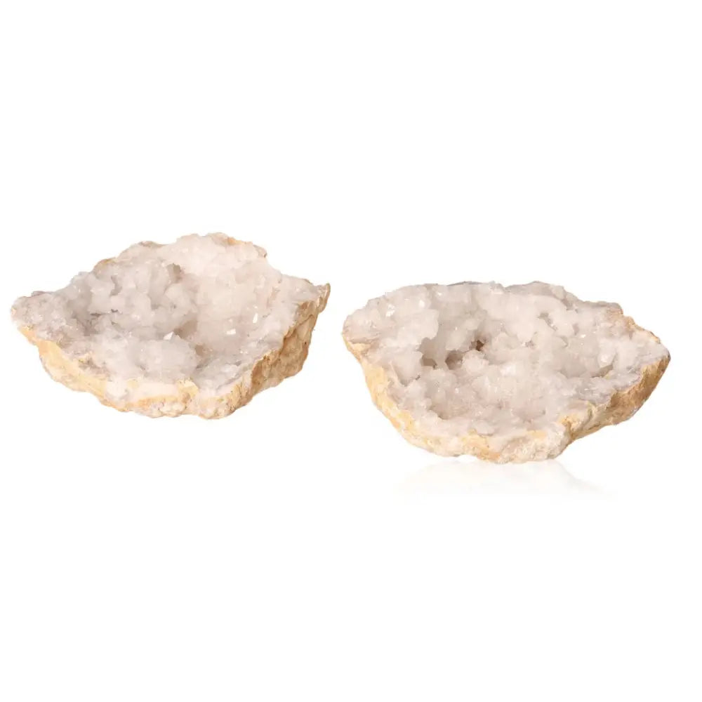 Quartz Geode 700-900g featuring milky white crystals with a rugged exterior, showcasing natural beauty and ethereal sparkle.
