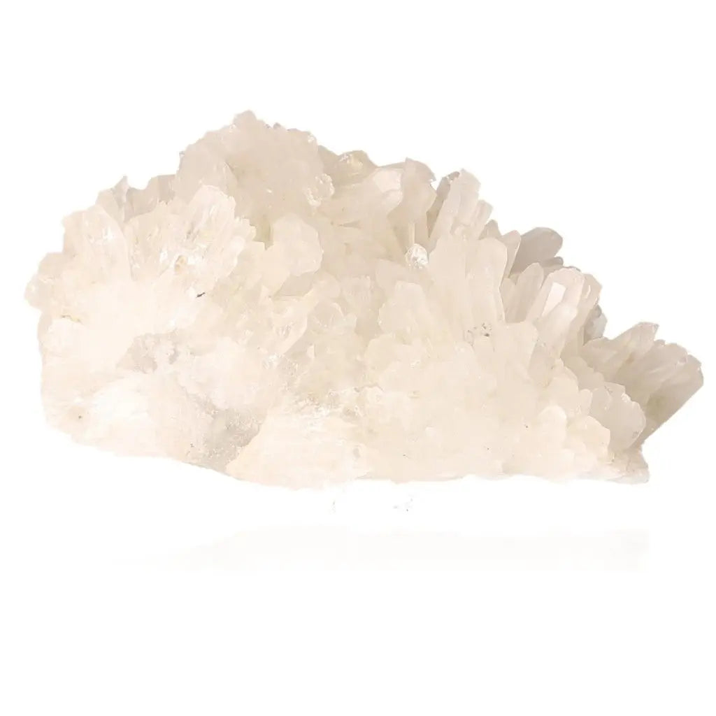Clear Quartz crystal cluster showcasing natural brilliance and unique formations for energy harmonization and personal transformation.