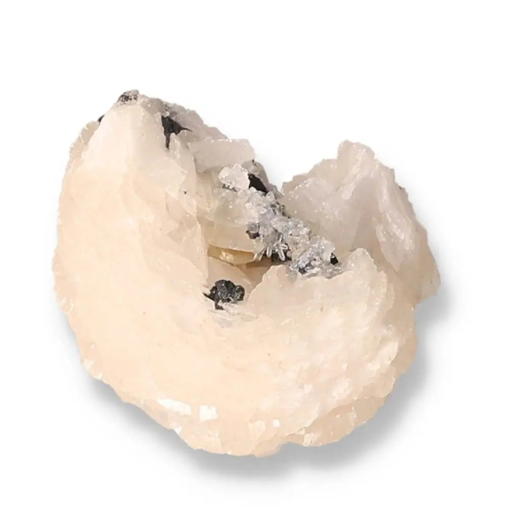 White quartz crystal cluster for spiritual alignment and energetic balance with chakra benefits.