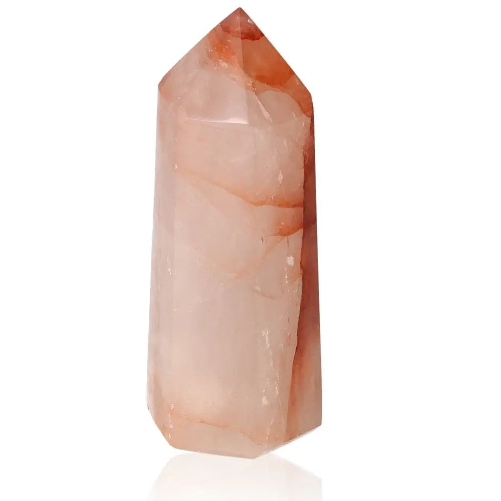 Red Calcite Tower - Energetic and spiritual properties, supports chakras and zodiac, unique quartz variety for body and soul healing.
