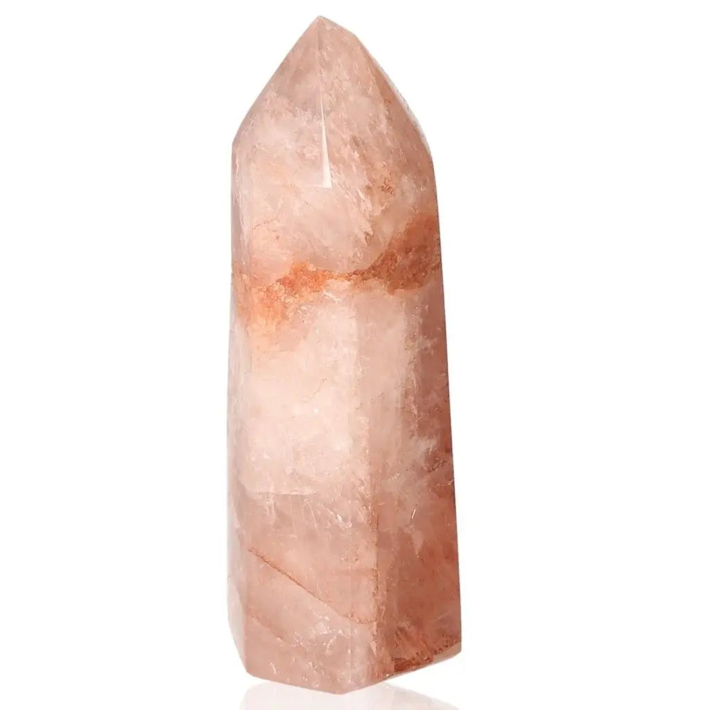 Red Calcite Tower Quartz Crystal - Energetically aligns chakras and zodiac signs with unique properties for body and soul.