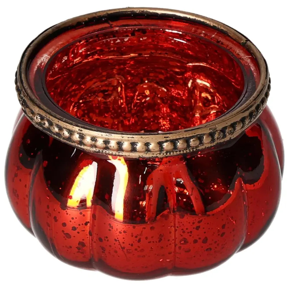 Red Glass Lantern from Sylvia Crystals with a vibrant hue, showcasing intricate design for elegant home decor.