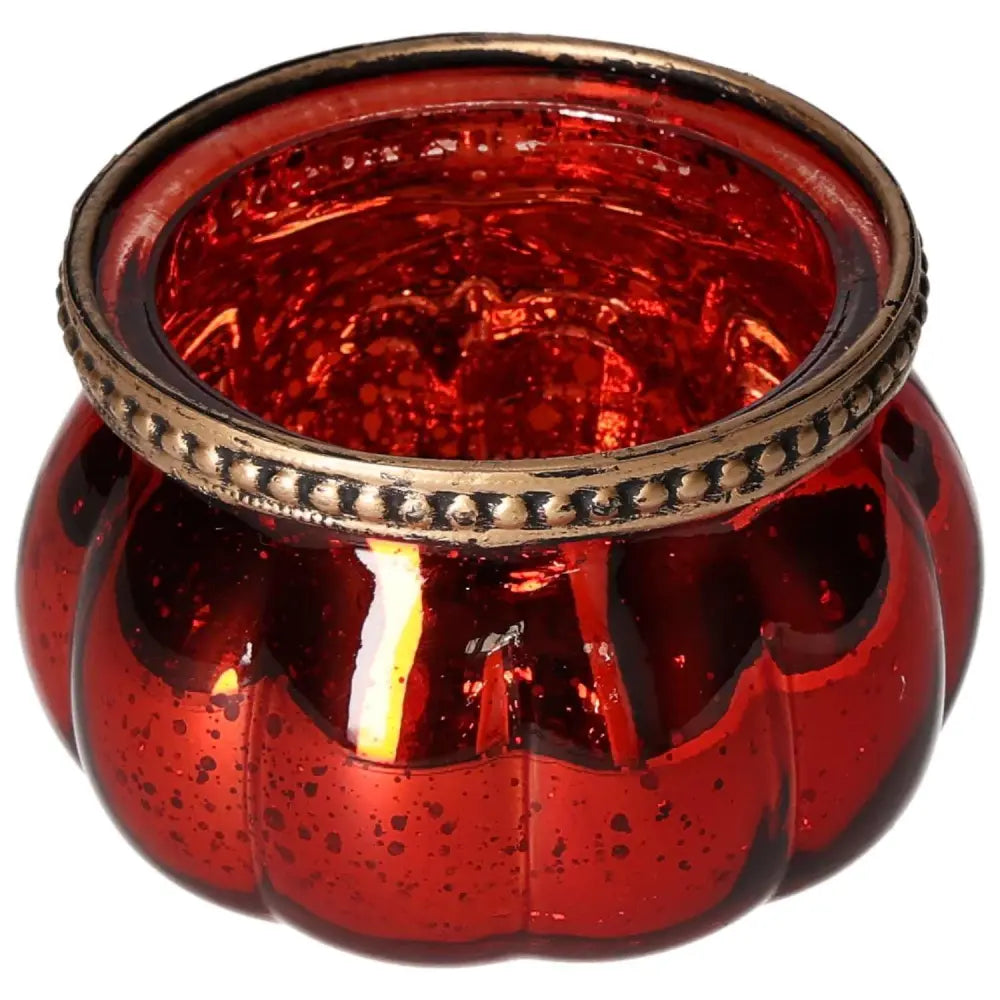 Red glass lantern by Sylvia Crystals with intricate design and metal trim, symbolizing elegance and harmony.