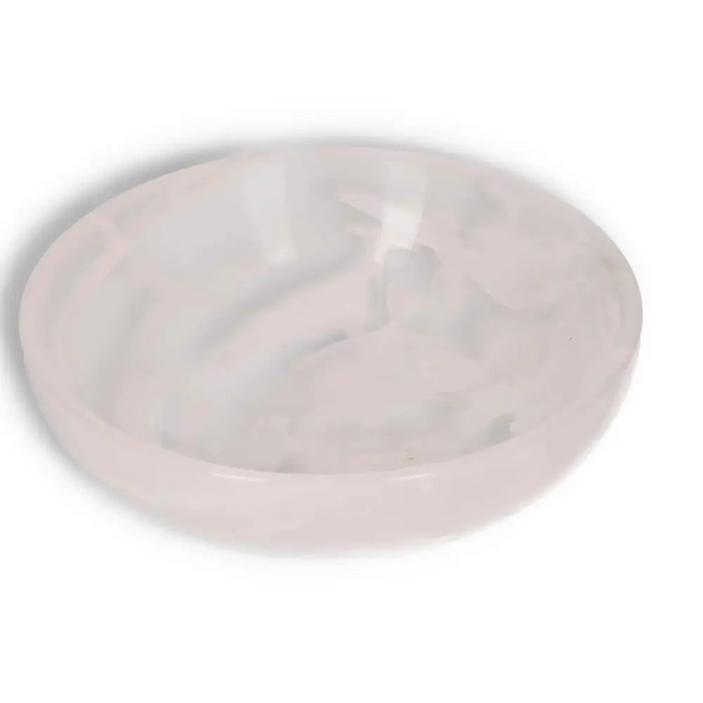 Rose Onyx Bowl with polished surface, showcasing delicate veining and soft translucency, perfect for elegant home décor.