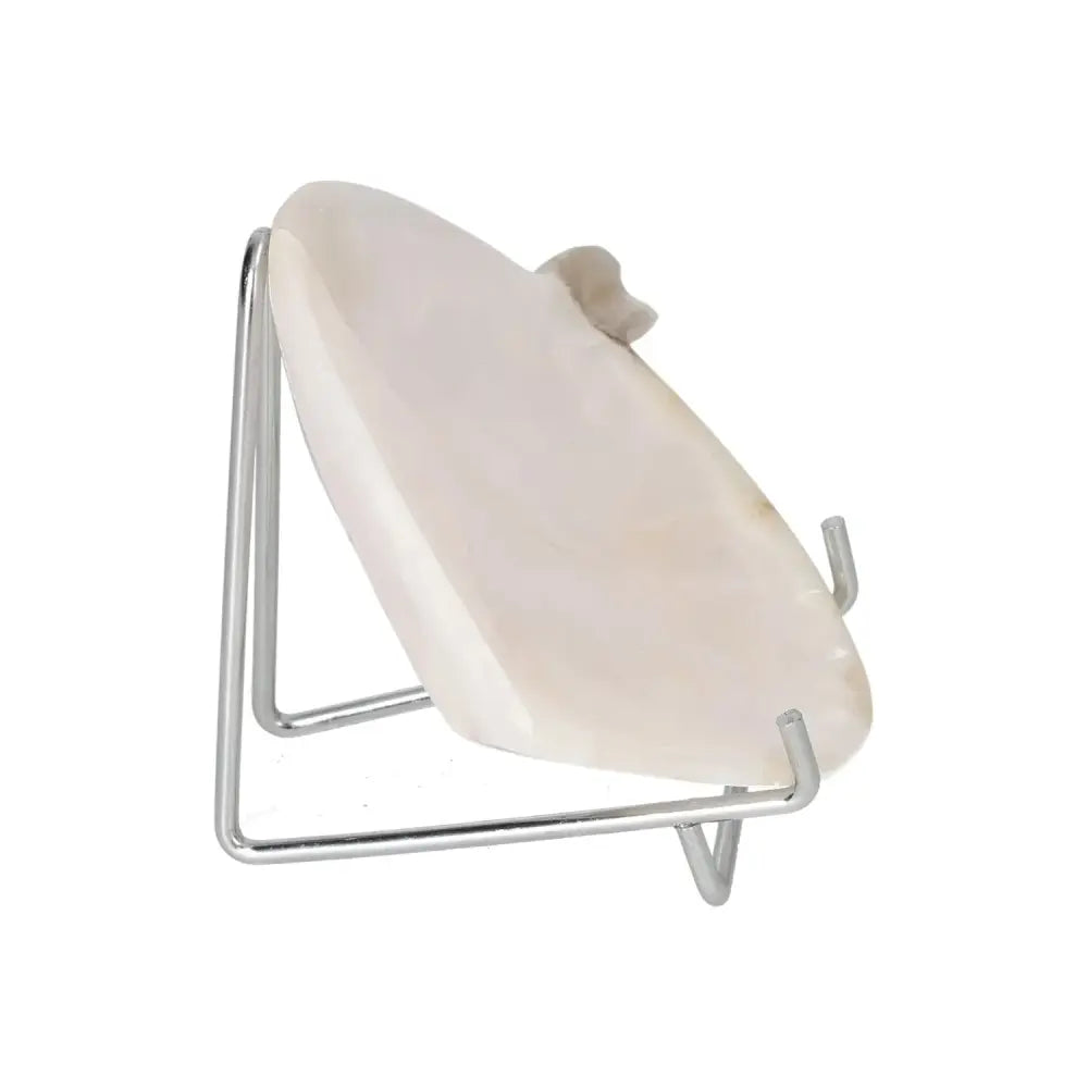 Rose Onyx Platter with elegant natural veining showcased on a sleek metal stand, ideal for enhancing any tabletop presentation.