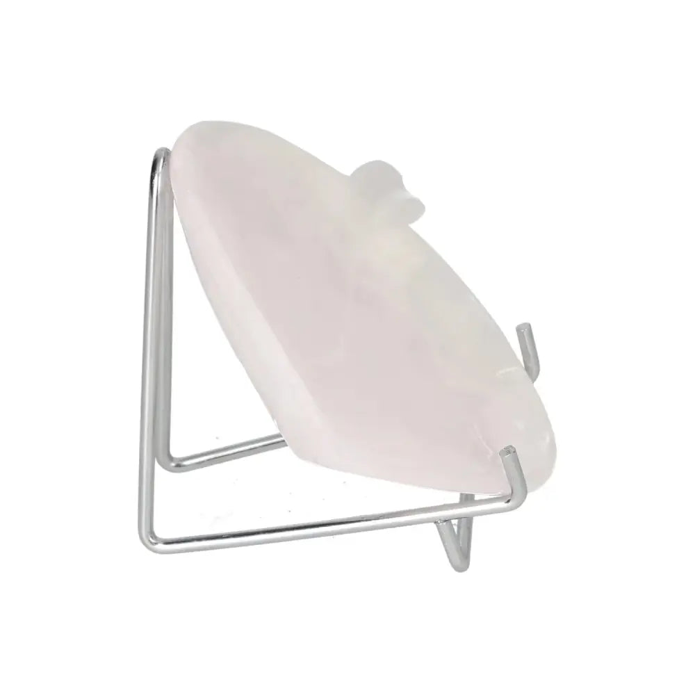 Elegant rose onyx small platter on display stand, showcasing unique color variations and polished surface.