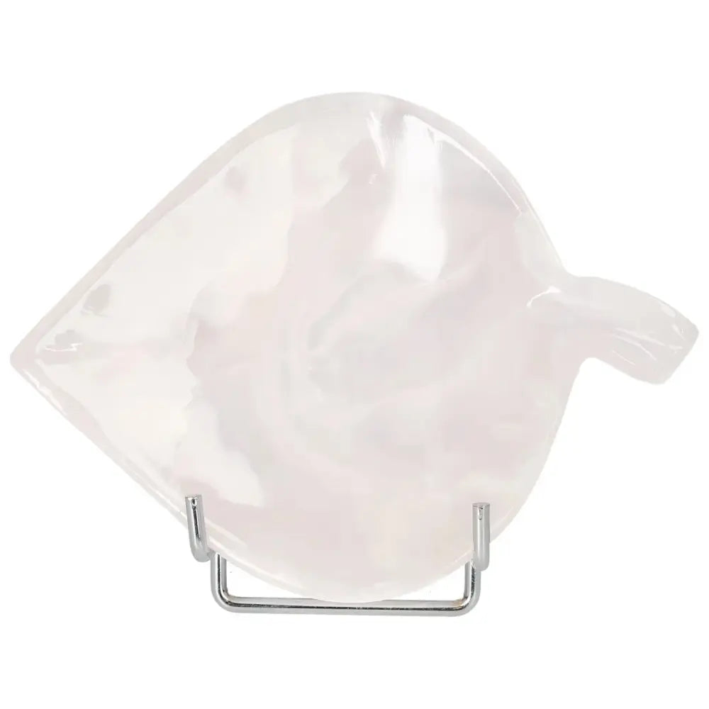 Rose Onyx Platter with unique hues and veining on display stand, elegant tableware piece for enhancing dining experience.