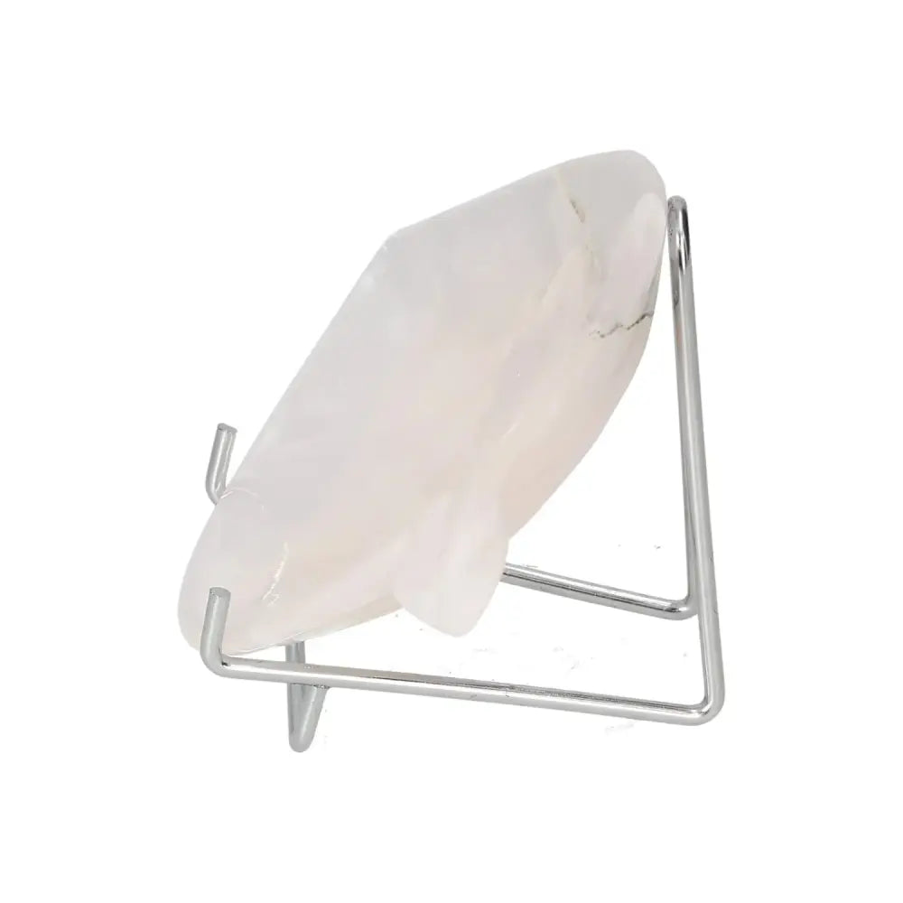 Rose Onyx Platter displayed on a metal stand showcasing unique veining and polished surface, perfect for elegant home decor.