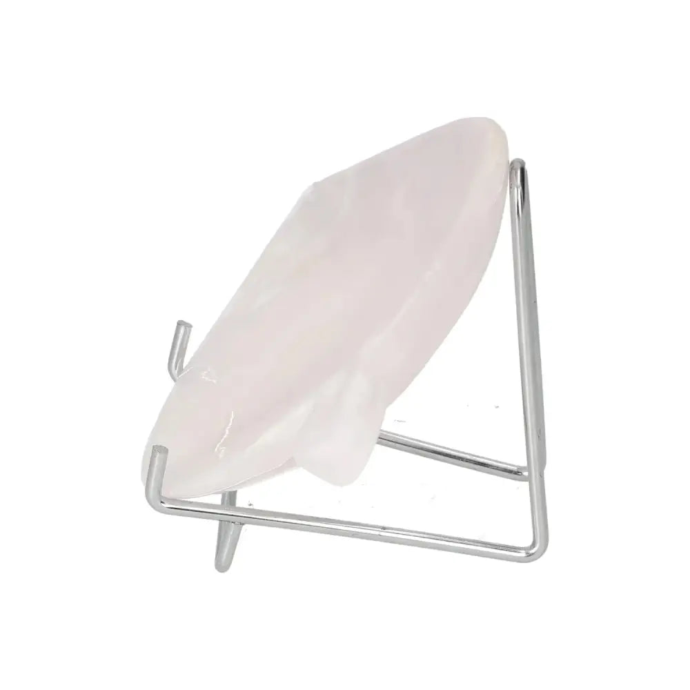 Rose Onyx Platter on a metal stand, capturing the stone's natural beauty and benefits of determination and self-discipline.