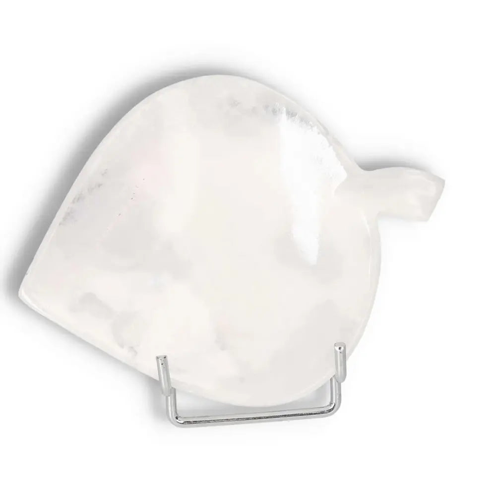 Rose onyx platter on stand showcasing unique color variations and polished surface for elegant table settings.