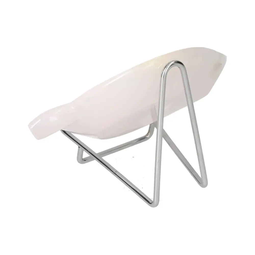 Rose Onyx Platter on metal stand, promoting self-discipline and strength. Ideal for elegant home decor and mindful living.