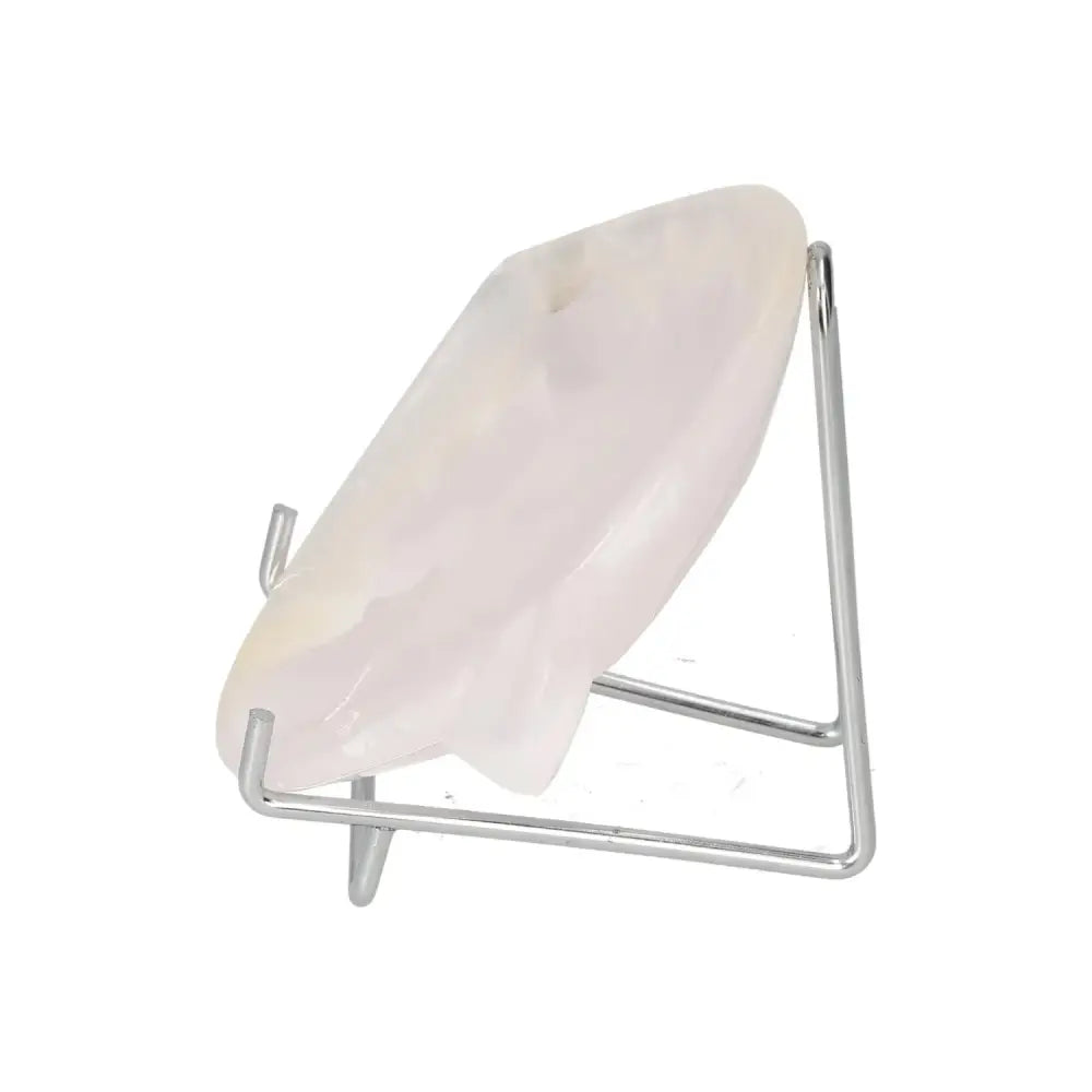 Rose Onyx Platter in a stand, symbolizing strength and self-discipline, ideal for overcoming challenges and releasing past burdens.