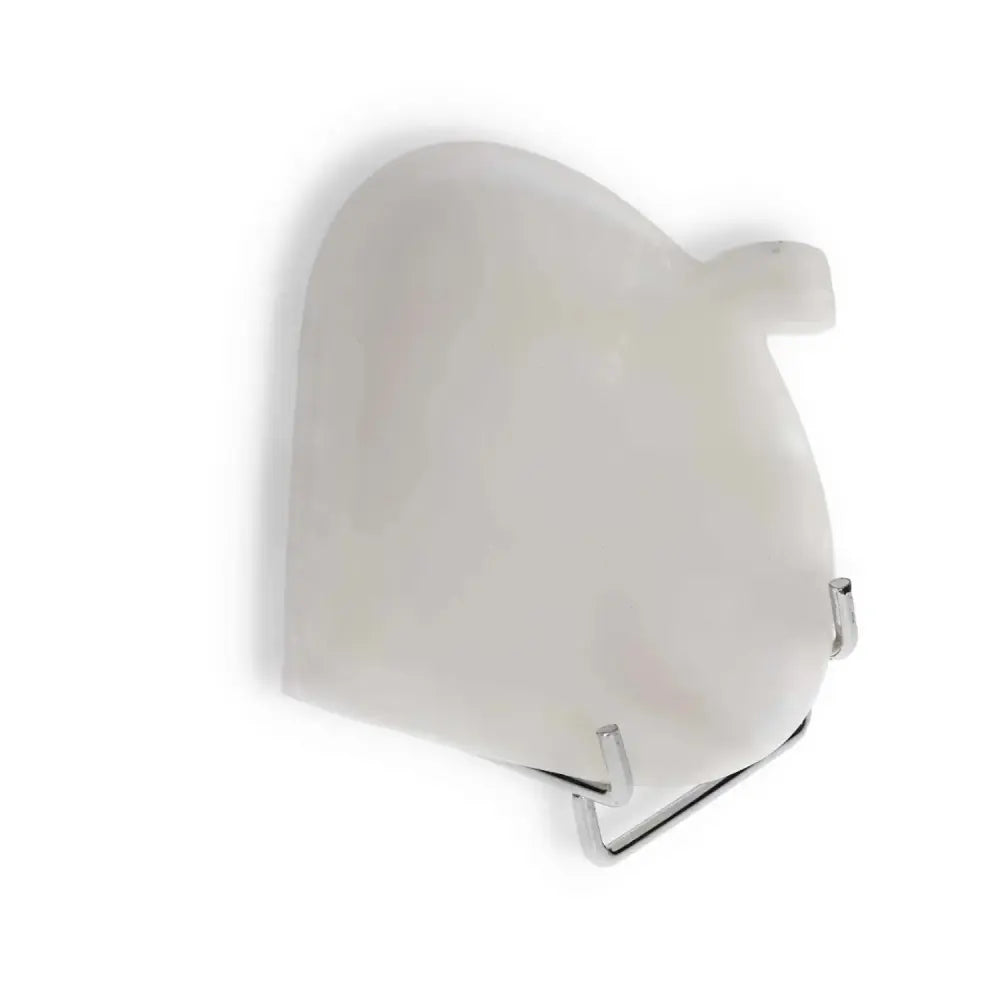 Contemporary white leather helmet with visor, sleek and stylish design, perfect for modern riders.