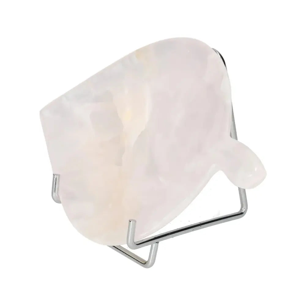 Rose Onyx Platter on Metal Stand, showcasing elegant, rose-hued onyx with unique veining, perfect for enhancing table decor.