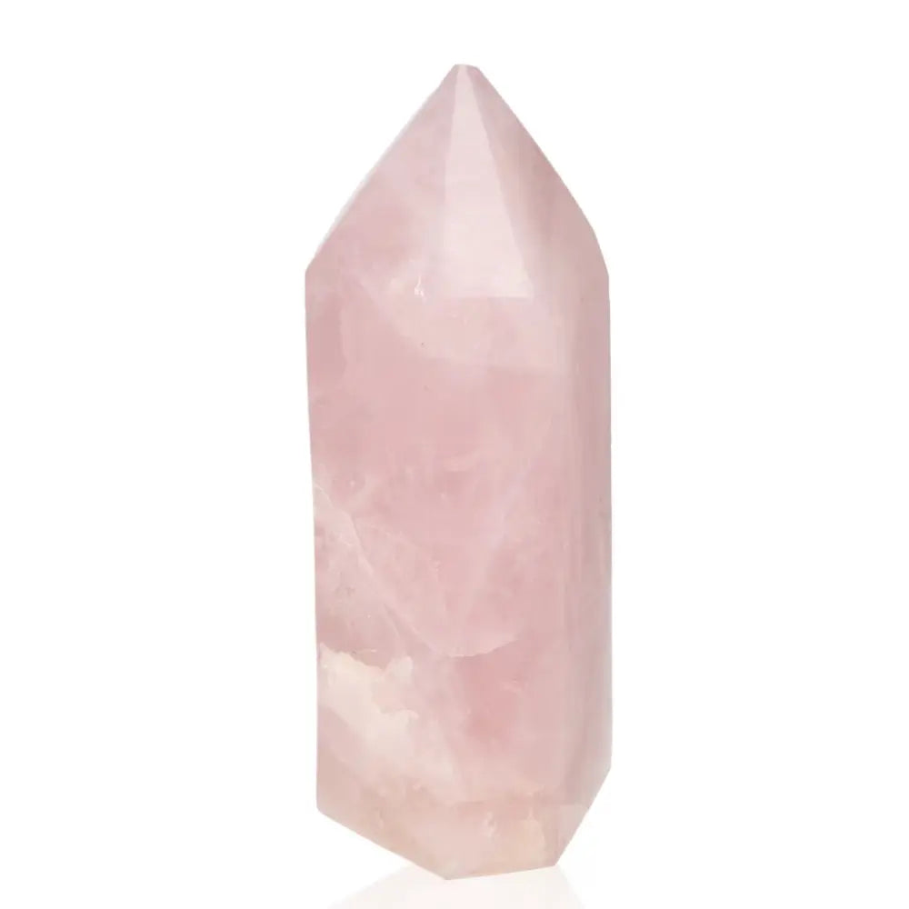 Rose Quartz Obelisk by Sylvia Crystals, symbolizing love and healing, crafted from natural rose quartz to elevate energy and balance.