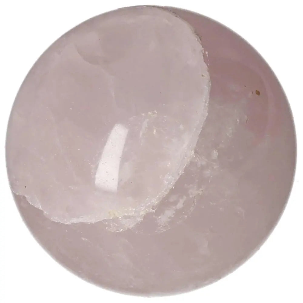 Rose Quartz Sphere 6 cm, polished crystal ball for healing and decor, soothing pink hue with natural veining detail.