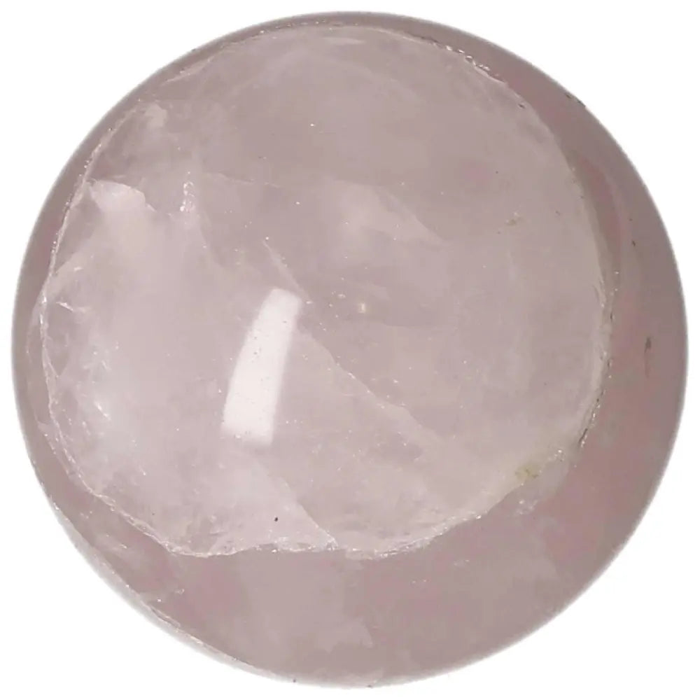 Rose quartz sphere, 6 cm diameter, showcasing a soft pink hue, perfect for crystal healing and decorative purposes.