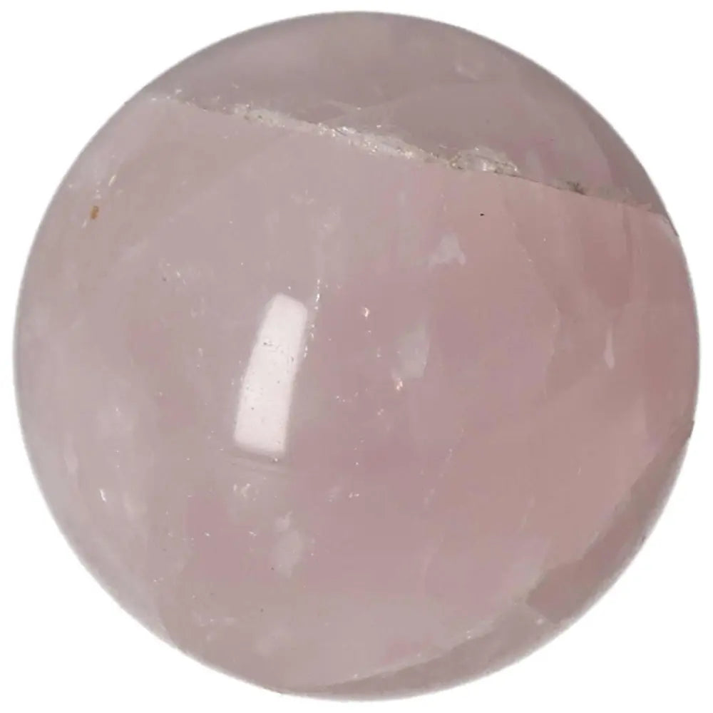 Rose Quartz Sphere 6 cm with a smooth, polished surface, perfect for healing and decor, showcasing natural rosy hues and unique textures.