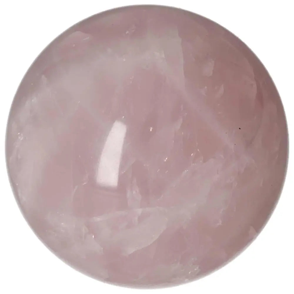 Rose Quartz Sphere, 7.5 cm diameter, featuring a smooth, polished surface with natural pink hues, ideal for decorative or healing purposes.