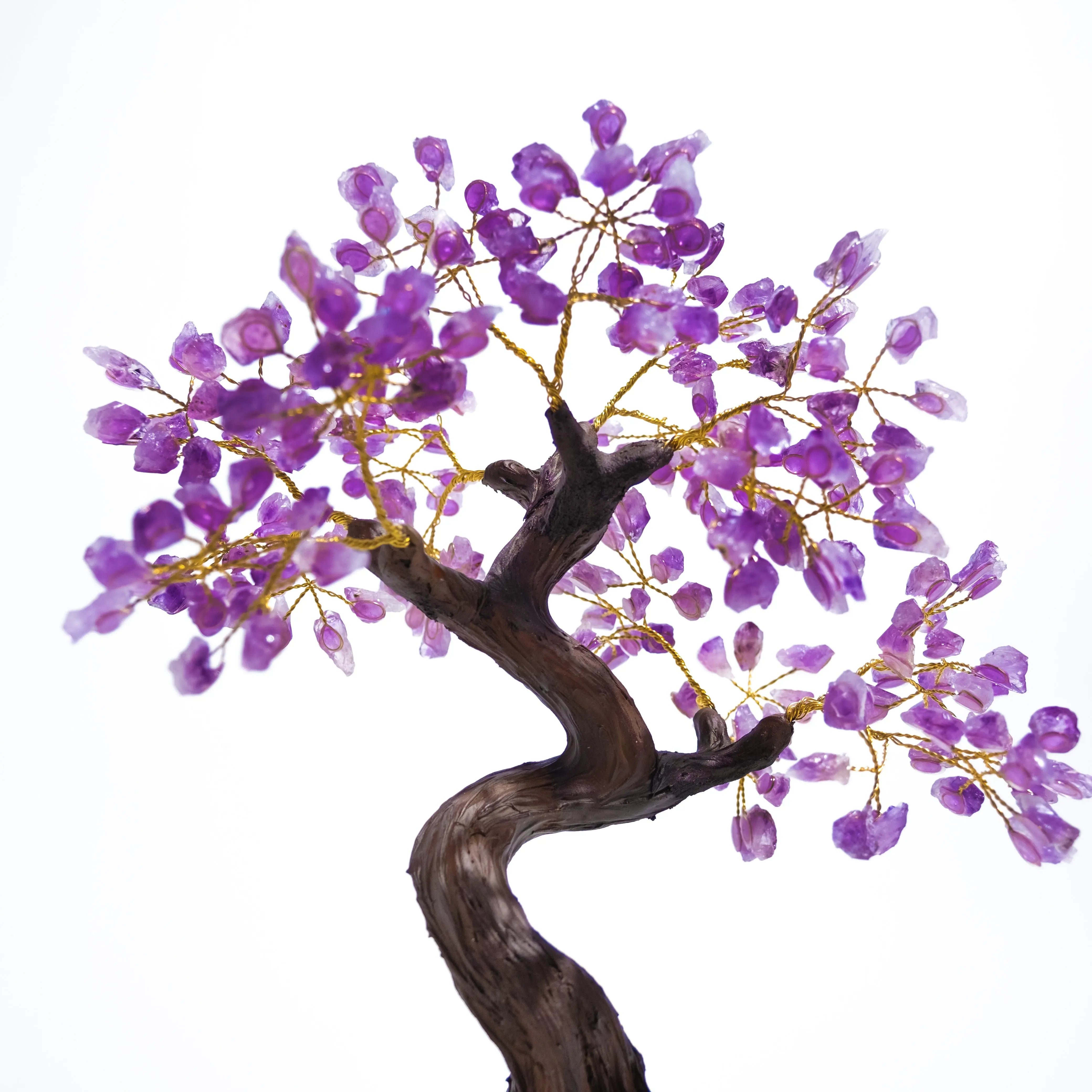 Elegant Rough Amethyst Bonsai Tree with Genuine Gemstone Leaves for Calming Energy and Spiritual Harmony