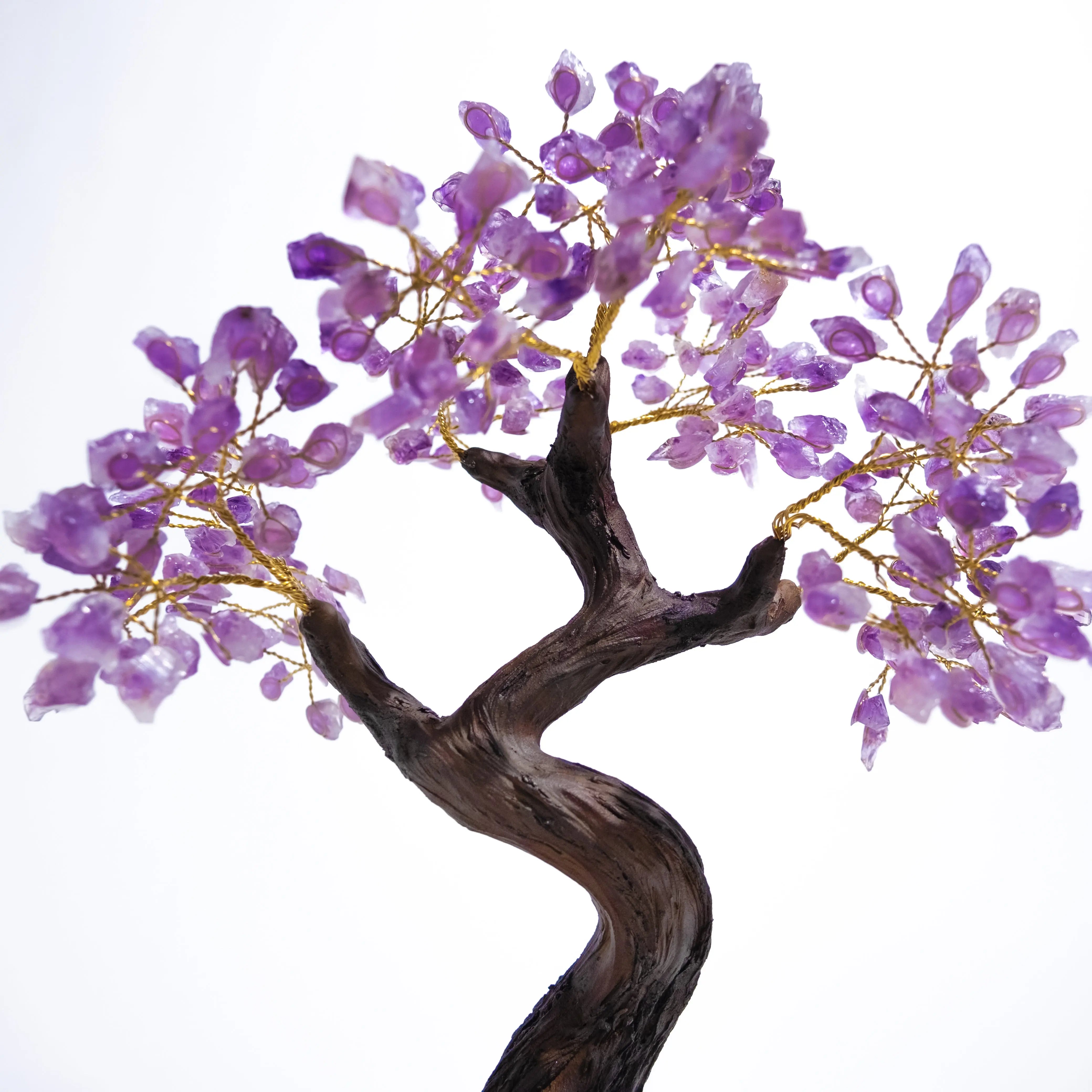 Rough Amethyst Tree 45 cm with genuine amethyst gemstone leaves, handcrafted bonsai for calming energy and spiritual harmony.